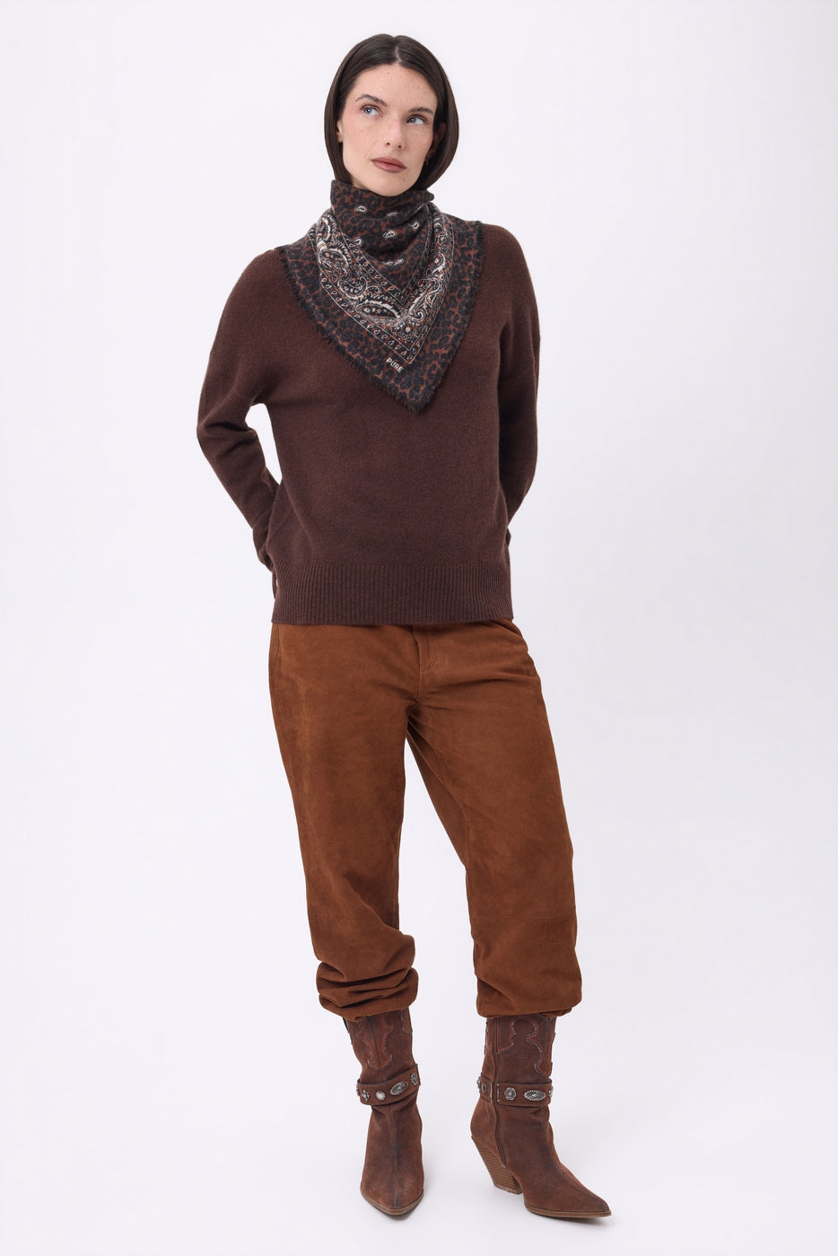 Bandana Piccola Presley - Leopard Bianco - Donna - 100% Cashmere