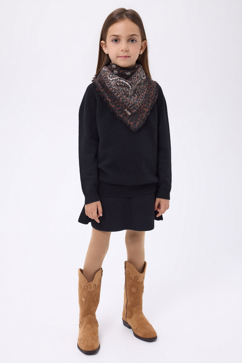 Petit Bandana Presley - Leopard Blanc - Enfant - 100% Cachemire