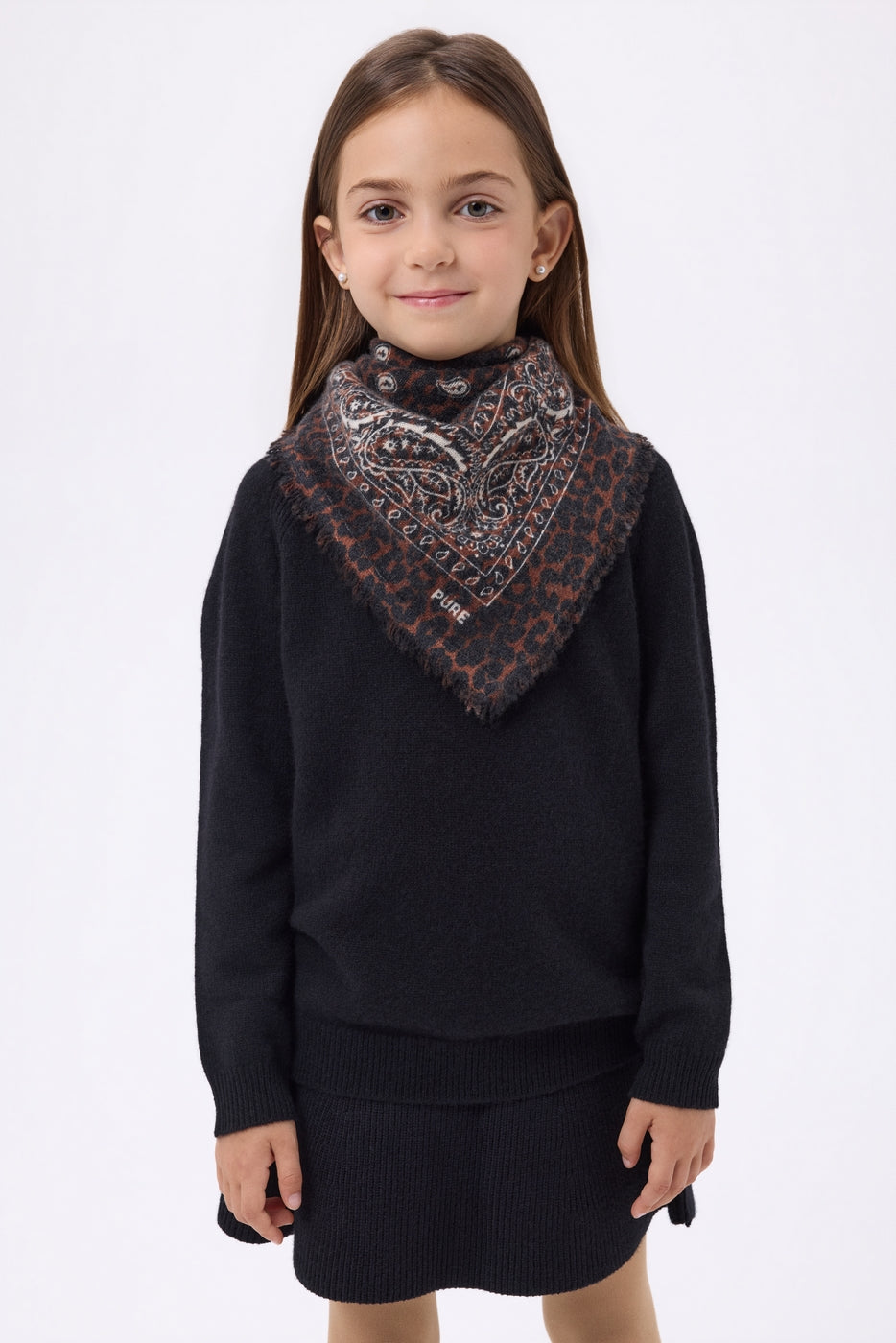 Petit Bandana Presley - Leopard Blanc - Enfant - 100% Cachemire