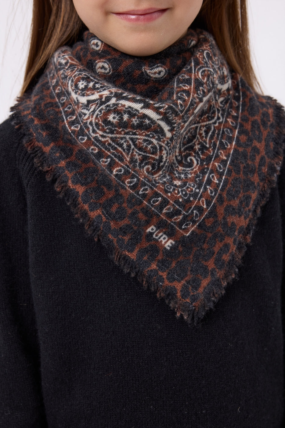 Petit Bandana Presley - Leopard Blanc - Enfant - 100% Cachemire