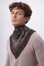 Petit Bandana Presley - Leopard Blanc - Homme - 100% Cachemire