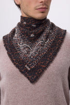 Petit Bandana Presley - Leopard Blanc - Homme - 100% Cachemire