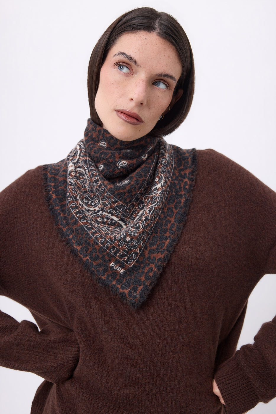 Bandana Piccola Presley - Leopard Bianco - Donna - 100% Cashmere