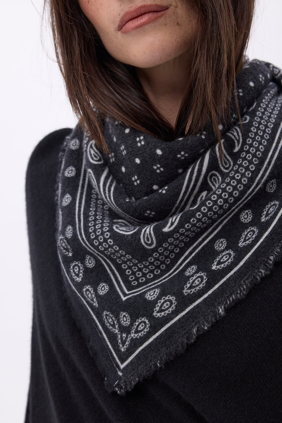 Petit Bandana Quantico - Noir - Femme - 100% Cachemire