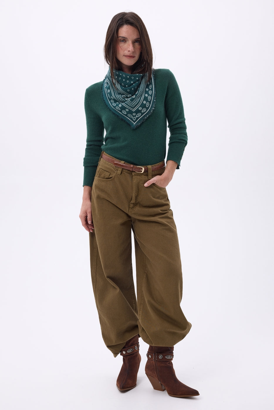 Kleine bandana Quantico - Flessengroen - Dames - 100% kasjmier