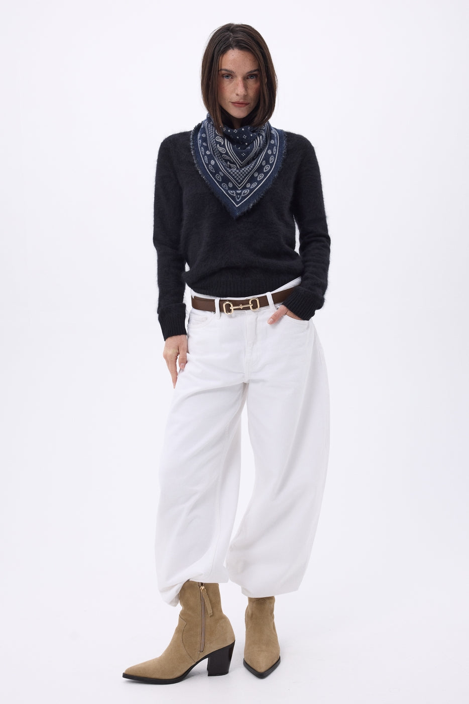 Petit Bandana Quantico - Bleu Marine - Femme - 100% Cachemire