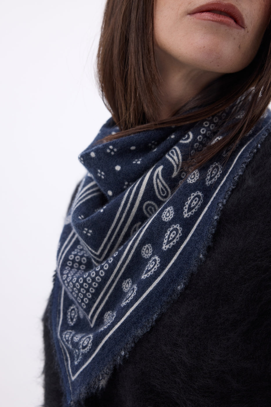 Petit Bandana Quantico - Bleu Marine - Femme - 100% Cachemire