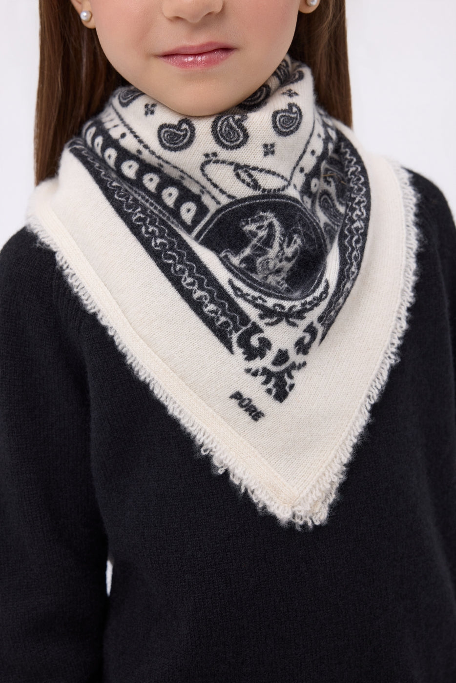 Petit Bandana Rodéo Small Rodeo - Blanc - Enfant - 100% Cachemire