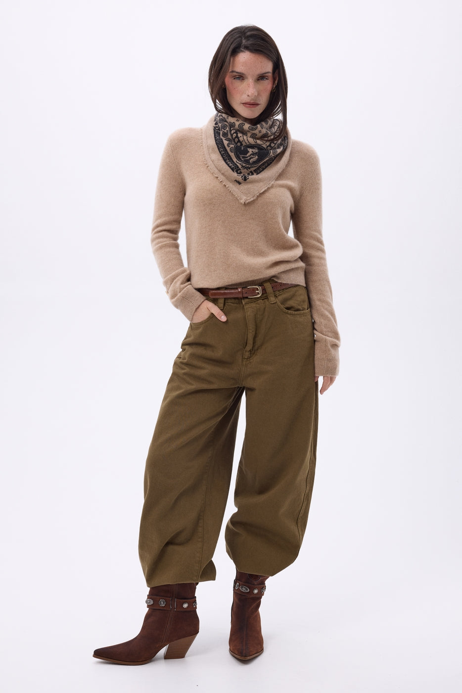 Piccola Bandana Rodeo Small Rodeo - Beige Crema - Donna - 100% Cashmere