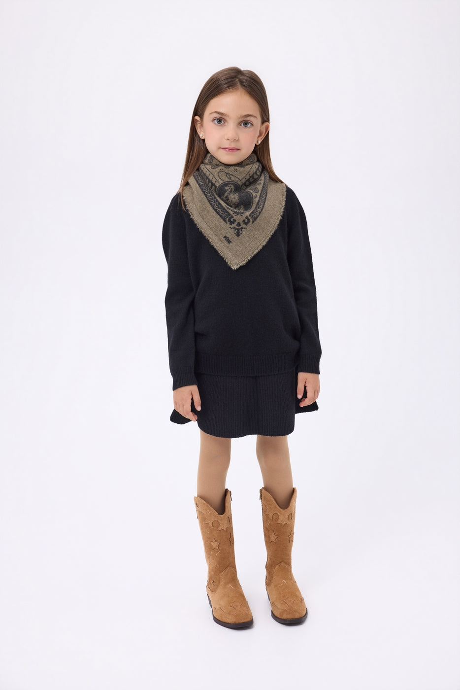 Petit Bandana Rodéo Small Rodeo - Khaki Chine - Enfant - 100% Cachemire