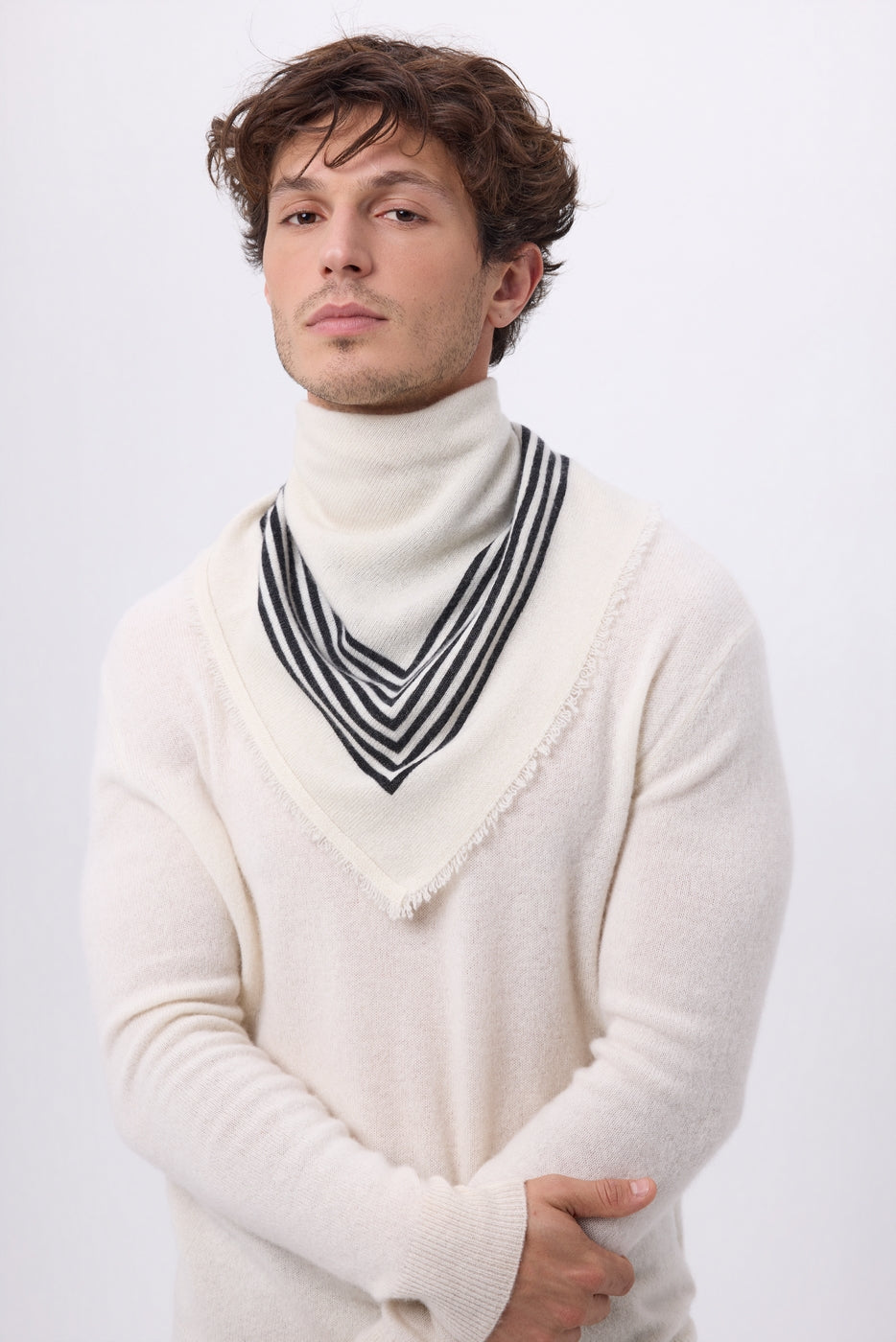 Bandana pequeño Rayas Cuadradas - Blanco - Hombre