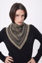 Small Toile De Jouy Bandana - Marl Khaki - Women
