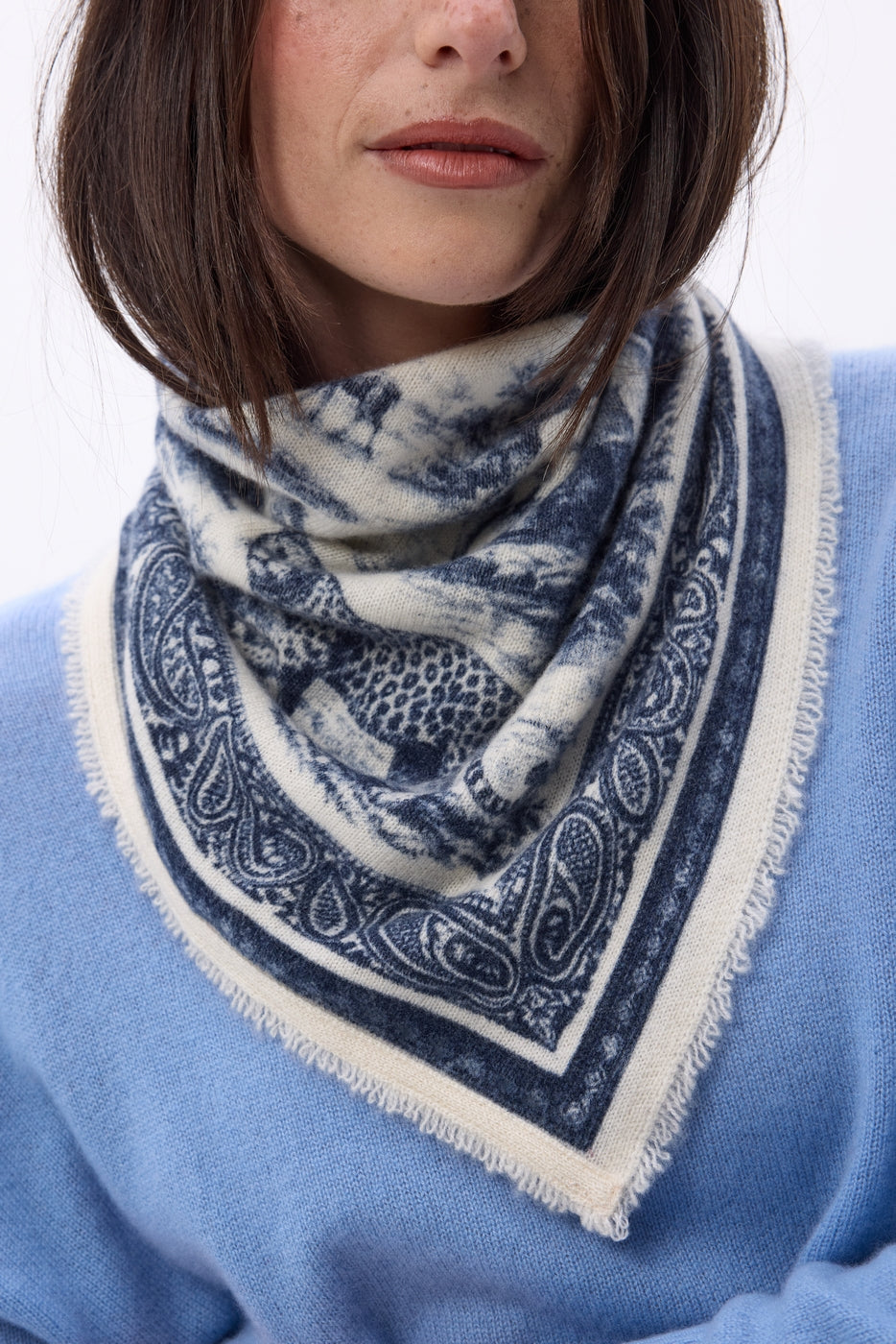 Bandana pequeño Toile de Jouy - Azul marino - Mujer