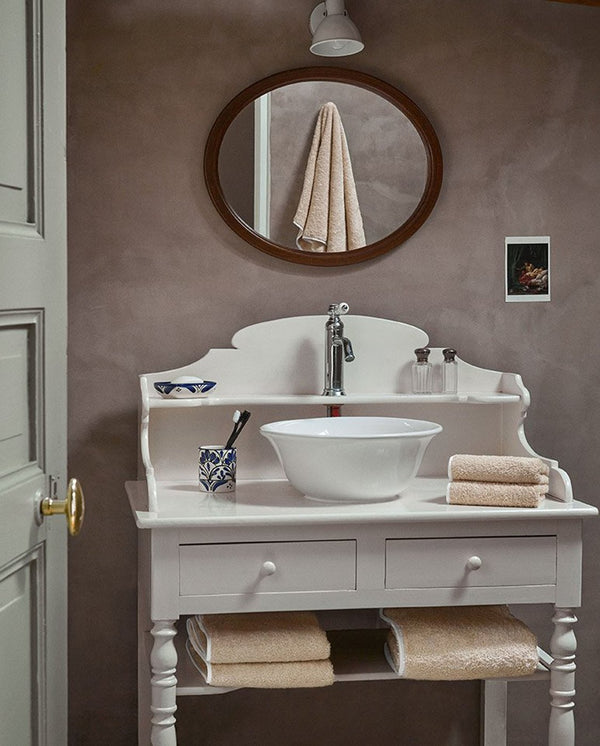 Paire De Serviettes Main - Sable Liseré Blanc