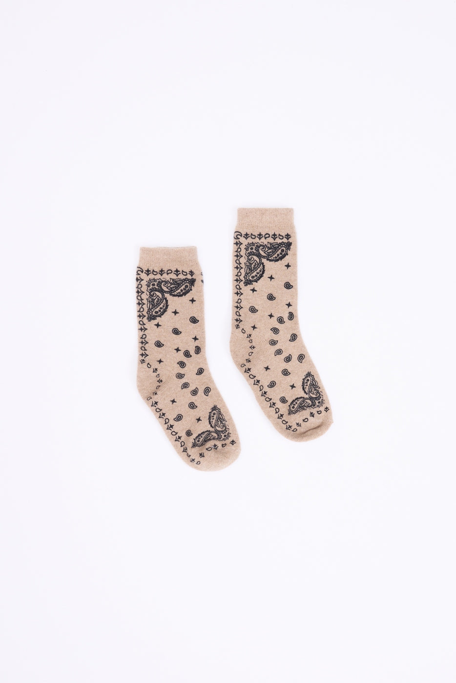 Calze Bandana Presley - Beige Crema Nero - Unisex - 100% Cashmere