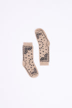 Calze Bandana Presley - Beige Crema Nero - Unisex - 100% Cashmere