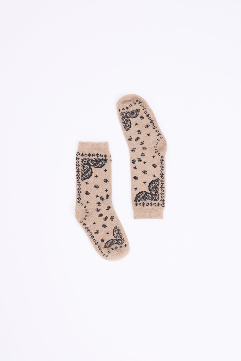 Calze Bandana Presley - Beige Crema Nero - Unisex - 100% Cashmere