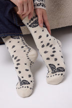 Chaussettes Bandana Presley - Blanc Noir - Mixte - 100% Cachemire