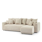 Soline - Canapé D'Angle 4 Places - Velours Cotêlé Beige