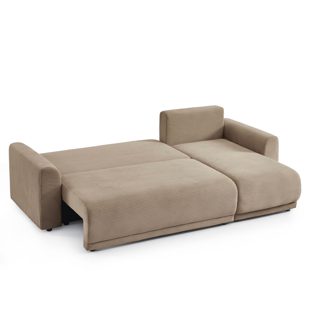 Soline - 4-zits hoekbank - Taupe ribfluweel