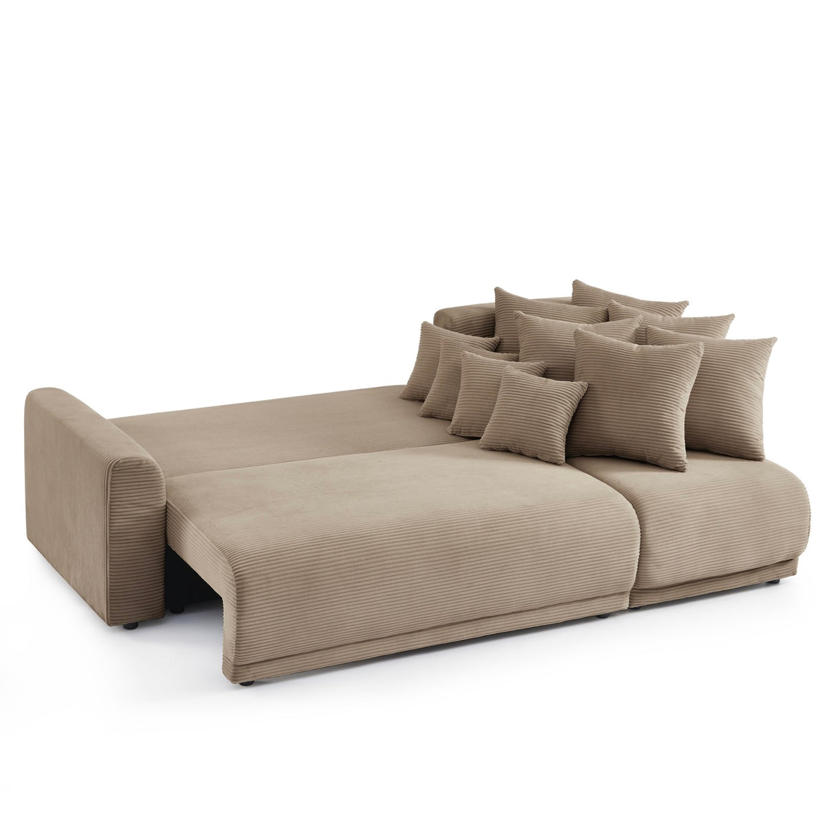 Soline - 4-zits hoekbank - Taupe ribfluweel