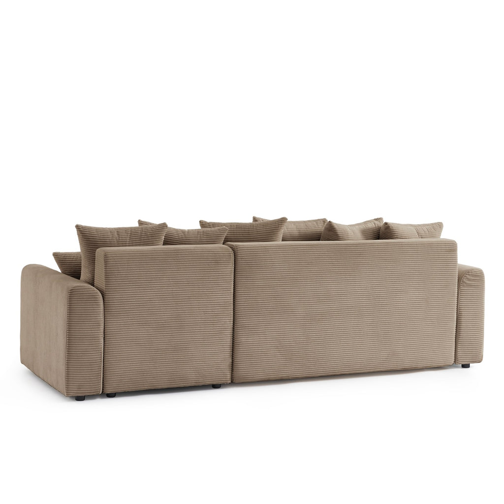 Soline - 4-zits hoekbank - Taupe ribfluweel