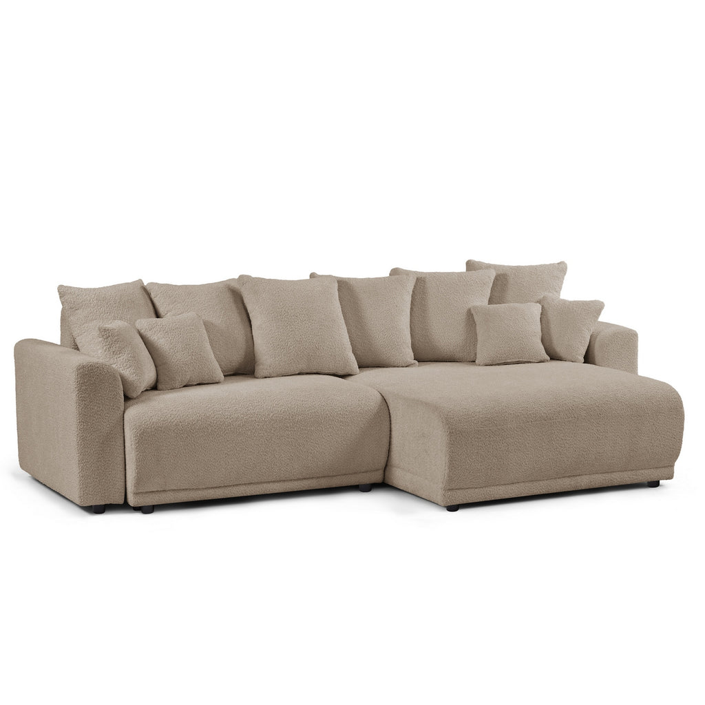 Soline - Canapé D'Angle Convertible Et Réversible 4 Places - Tissu - Taupe