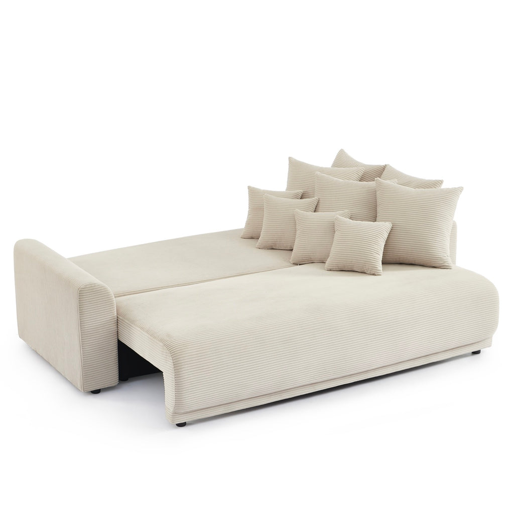 Soline - Sofa prosta 3-osobowa - Sztruks beżowy
