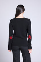 Jersey Cuello Redondo Estrellas Codos Sonia - Negro Rojo - Mixto
