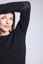 Sonia Star Elbow Patch Crew-Neck Jumper - Black Multicolour Lurex - Unisex