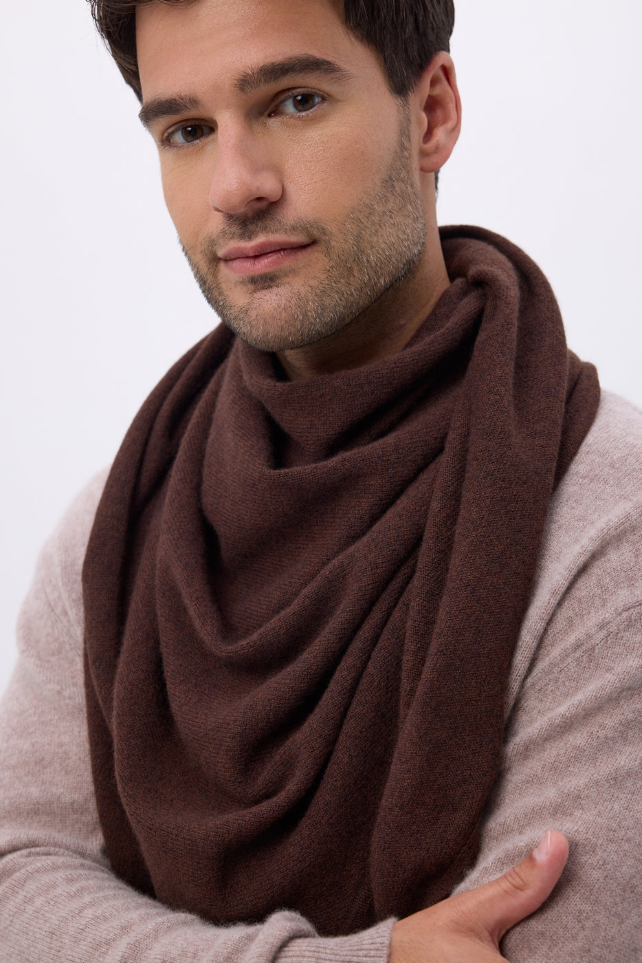Oversize trekantig bandana-scarf enfärgad Bandana Sora - Brun - Herr