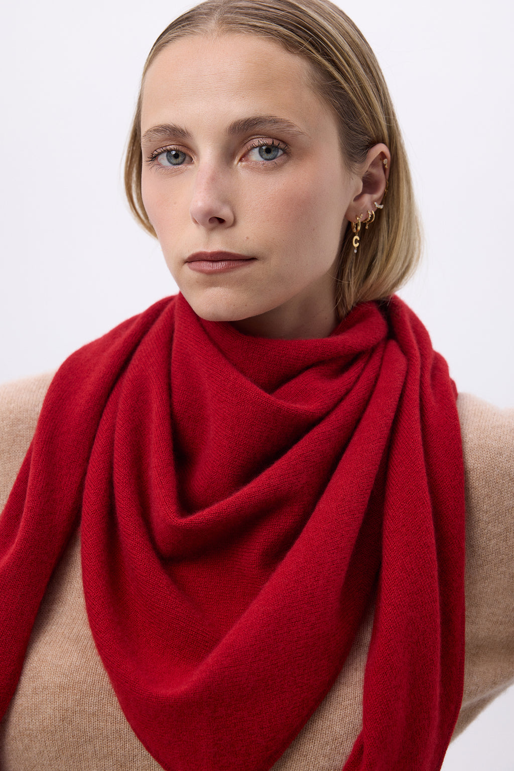 Oversize Bandana-Dreieckstuch Uni Sora – Bordeauxrot – Damen