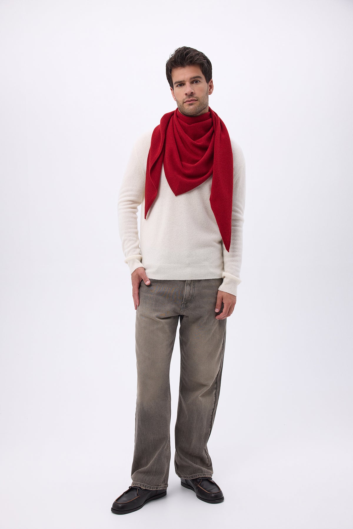 Oversize-Dreieckstuch Bandana Sora Unifarben – Bordeauxrot – Herren