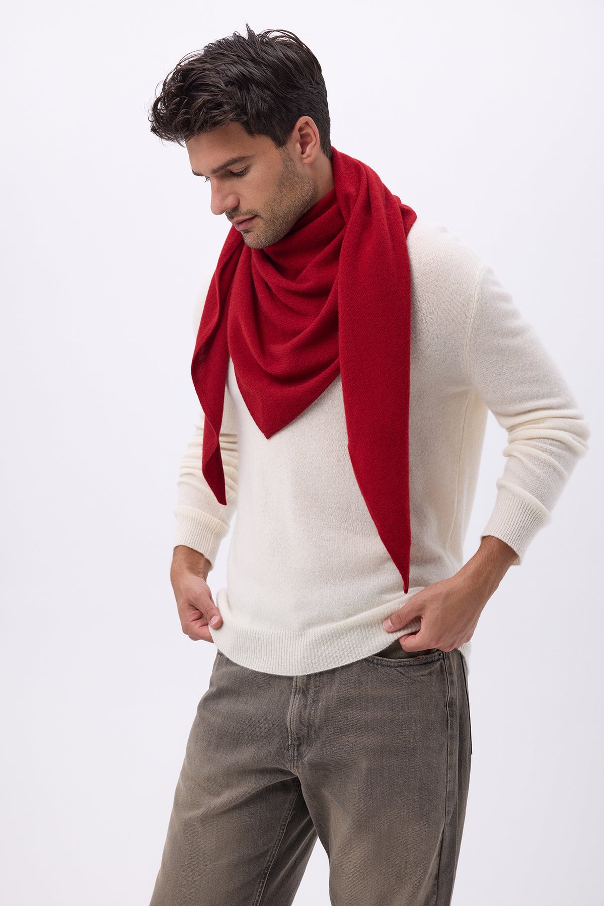 Oversize-Dreieckstuch Bandana Sora Unifarben – Bordeauxrot – Herren