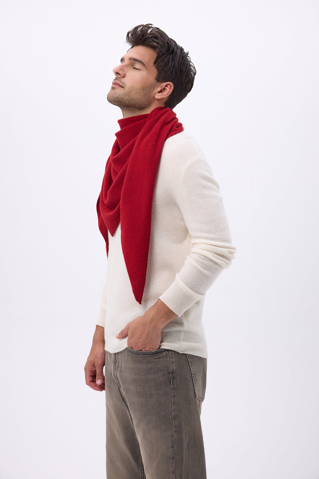 Oversize-Dreieckstuch Bandana Sora Unifarben – Bordeauxrot – Herren