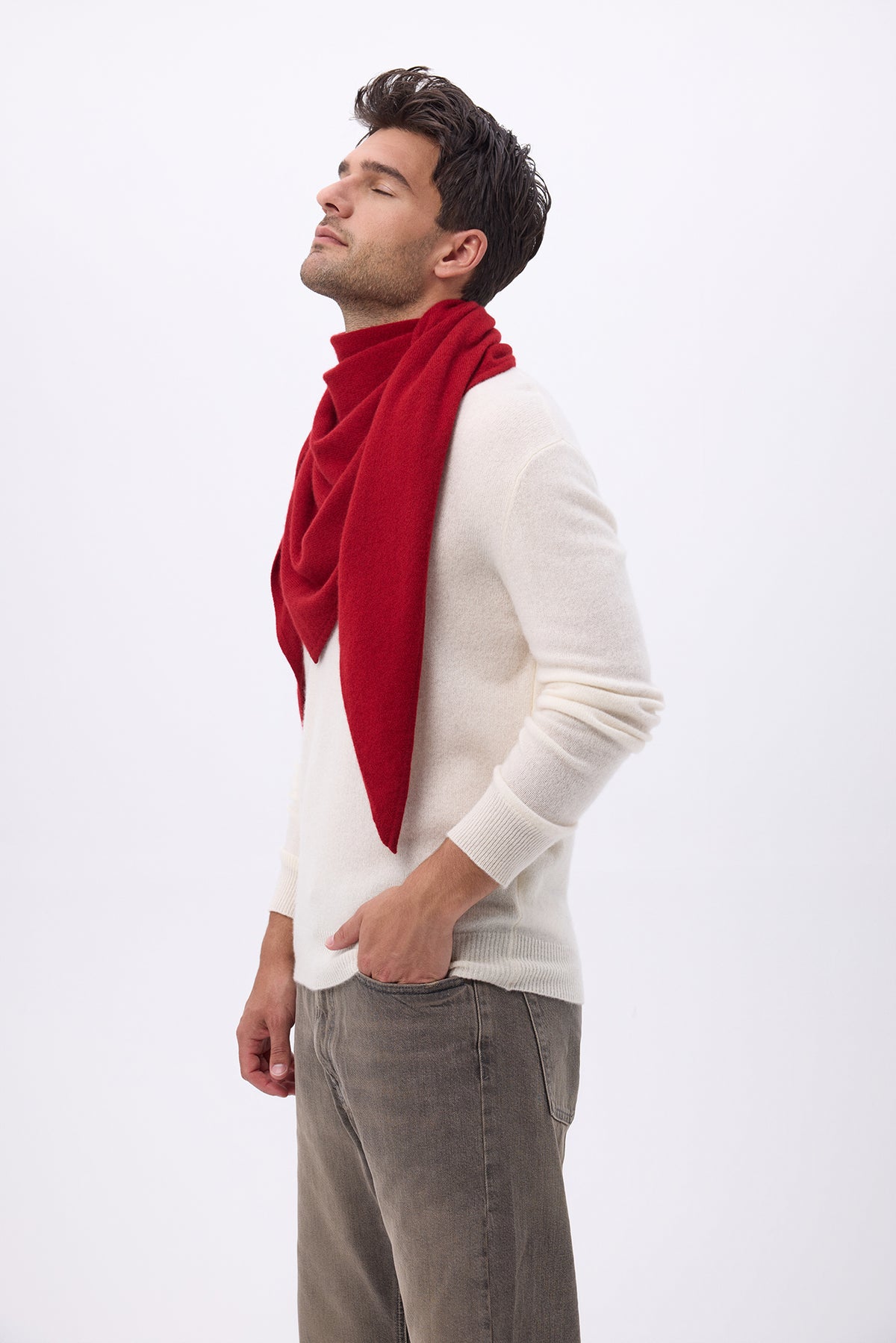 Oversize-Dreieckstuch Bandana Sora Unifarben – Bordeauxrot – Herren