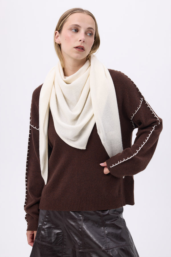 Bufanda bandana triangular oversize lisa Bandana Sora - Blanco - Mujer