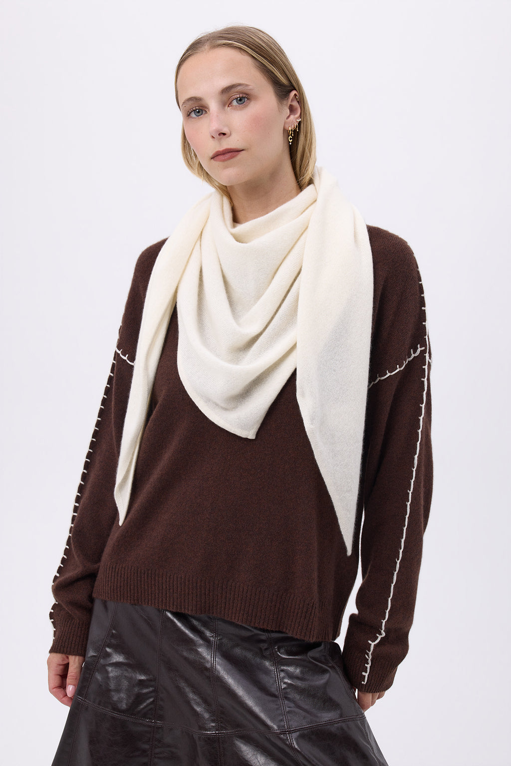 Echarpe Bandana Oversize Triangle Unie Bandana Sora - Blanc - Femme