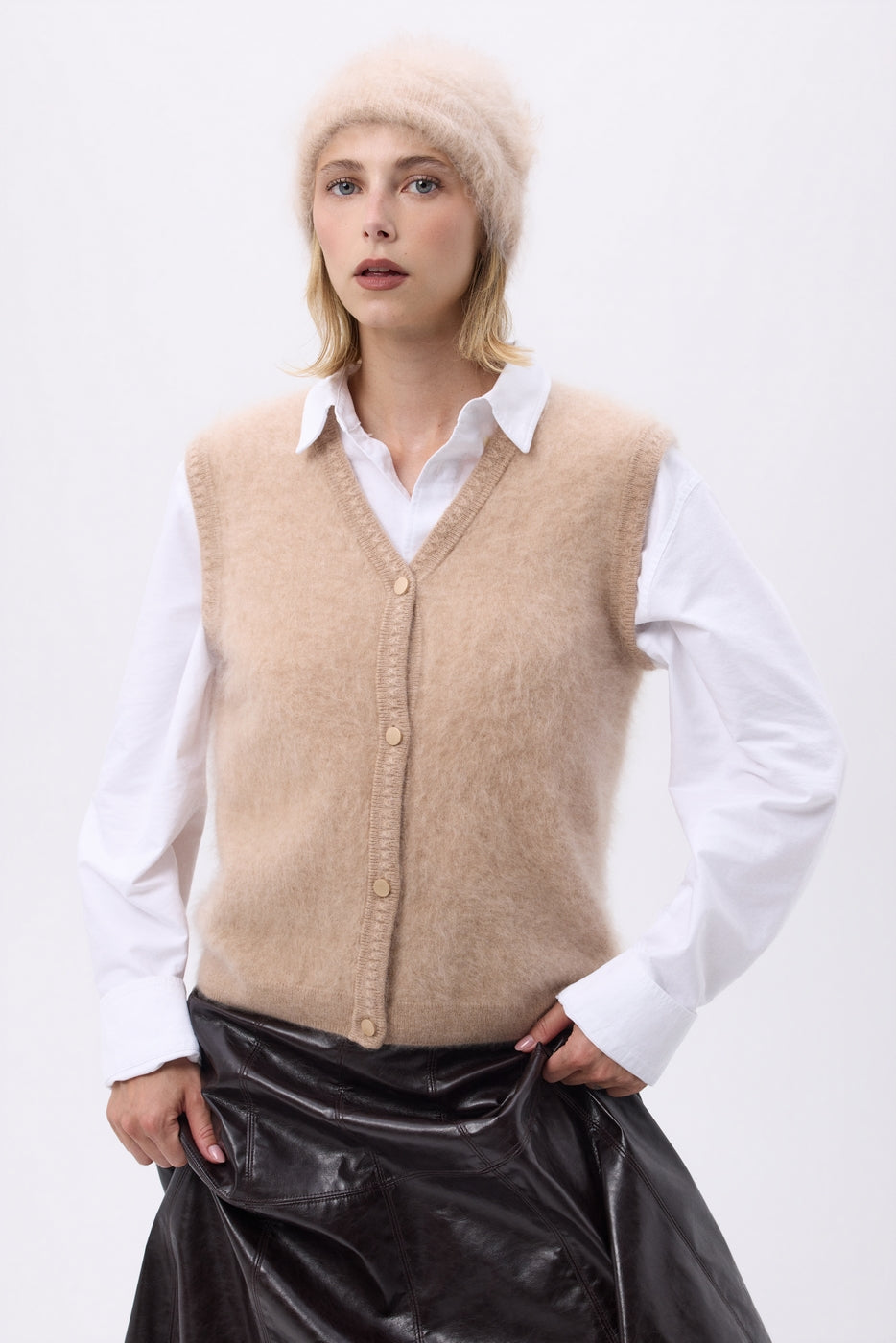 Czapka – Brushed Cashmere Soren - Beżowokremowy - Unisex