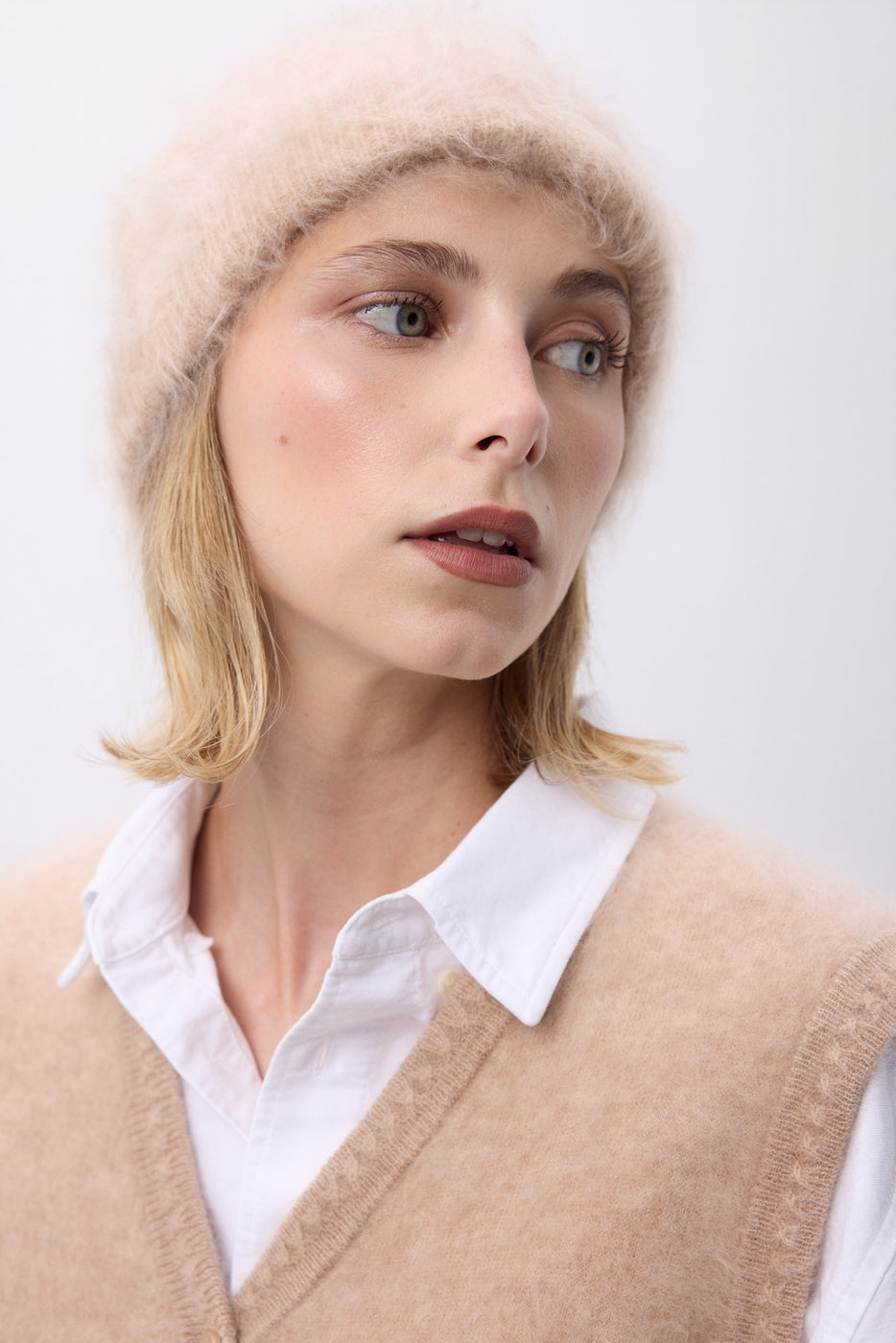 Czapka – Brushed Cashmere Soren - Beżowokremowy - Unisex
