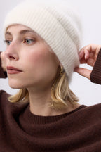Beanie – Brushed Cashmere Soren - White - Unisex