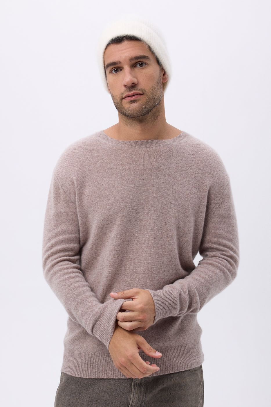Beanie – Brushed Cashmere Soren - White - Unisex