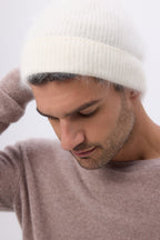 Beanie – Brushed Cashmere Soren - White - Unisex