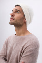 Beanie – Brushed Cashmere Soren - White - Unisex