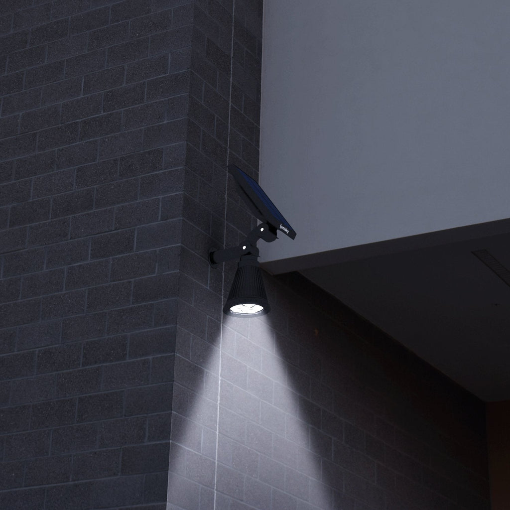 2-in-1 solar spotlight stake or wall-mount dimmable LED white SPIKY W34 H42cm - REDDECO.com