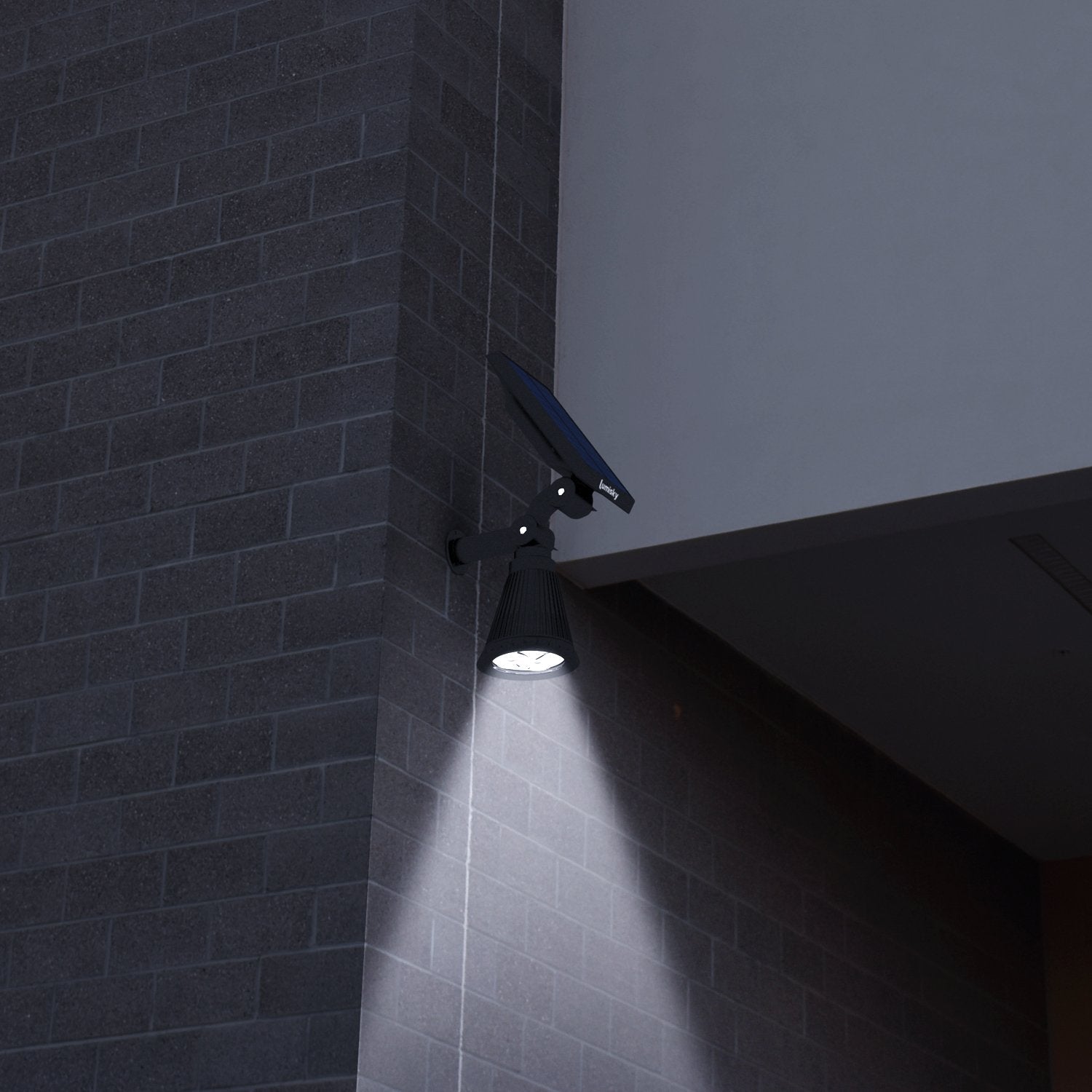 2-in-1 solar spotlight stake or wall-mount dimmable LED white SPIKY W34 H42cm - REDDECO.com