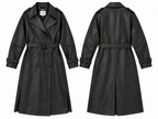Trench En Matière Effet Cuir - Noir