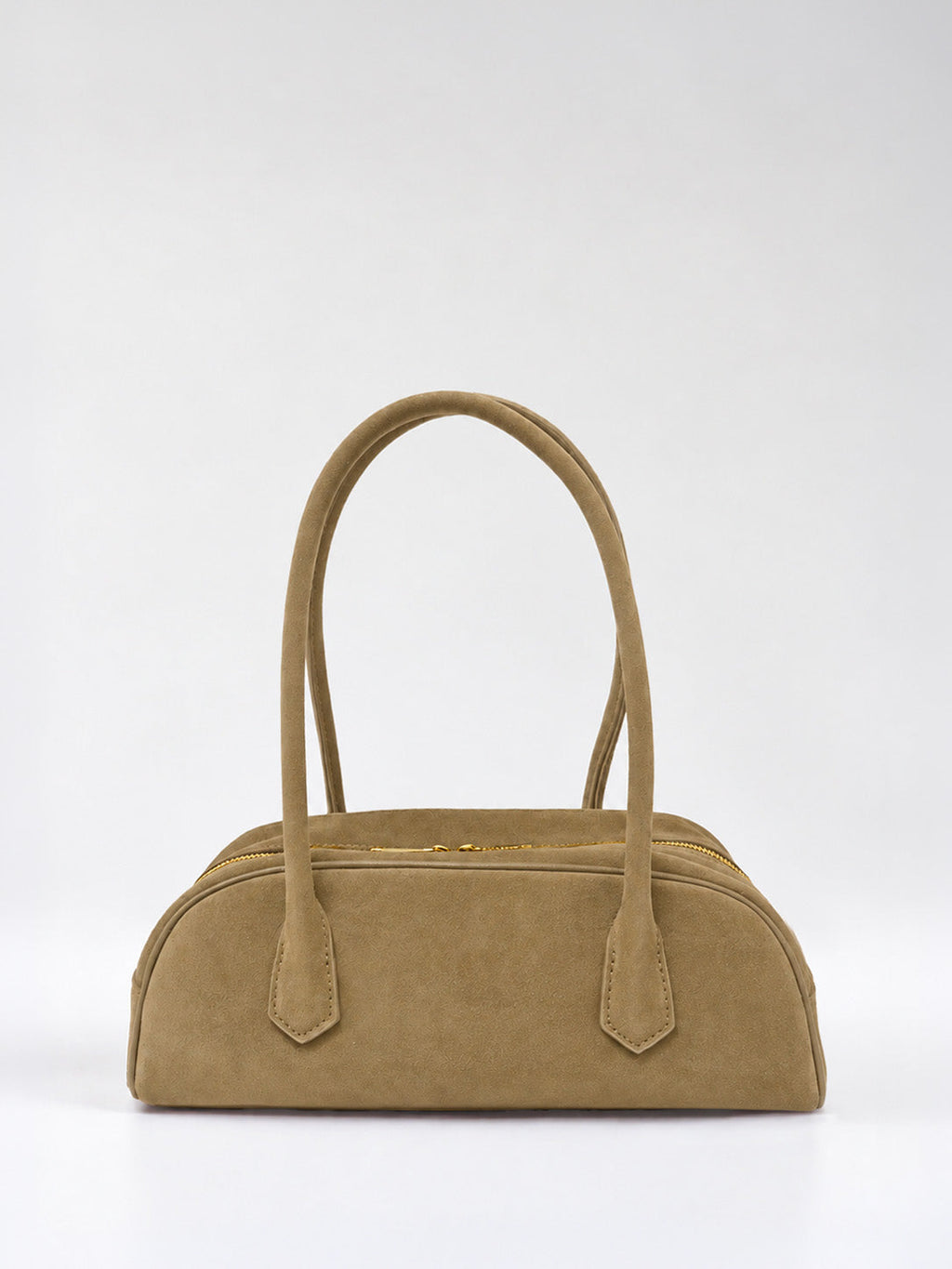 Sac Baguette En Cuir À Bandoulière Longue - Fauve