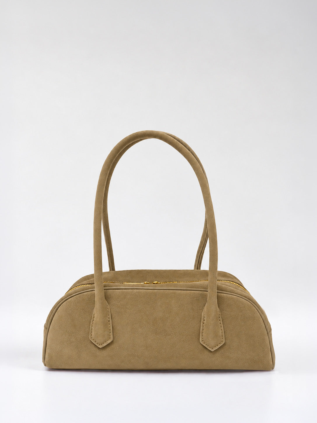Sac Baguette En Cuir À Bandoulière Longue - Fauve