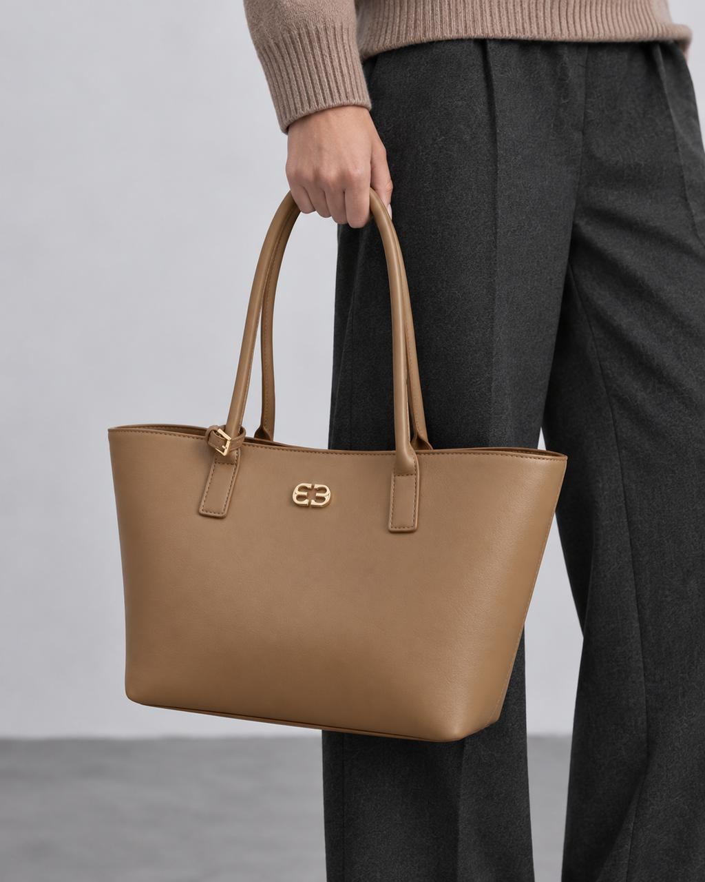 Cabas Moyen Format En Cuir - Fauve